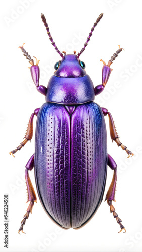 Violet beetle on the white background