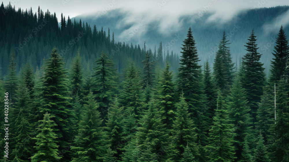 Majestic Evergreen Forest: Foggy Landscape Photography Majestic Evergreen Forest: Foggy Landscape Photography
