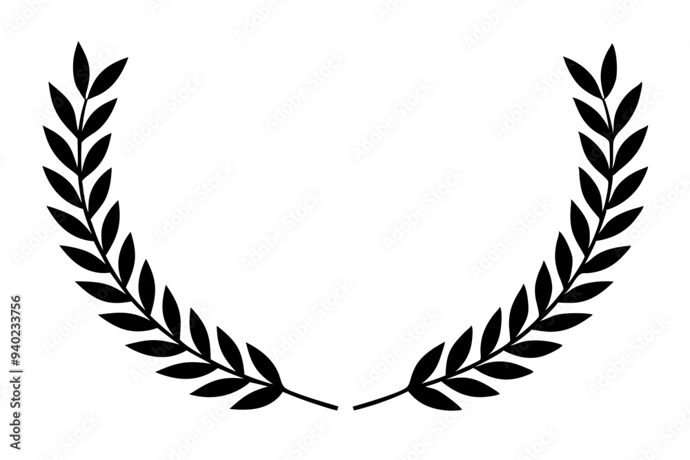 Laurel wreath line style silhouette vector illustration collection