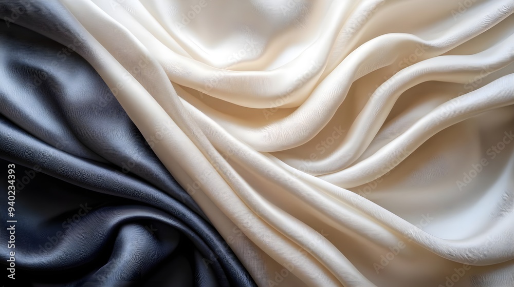 Obraz premium Abstract Draped Fabric Texture Background - White and Gray