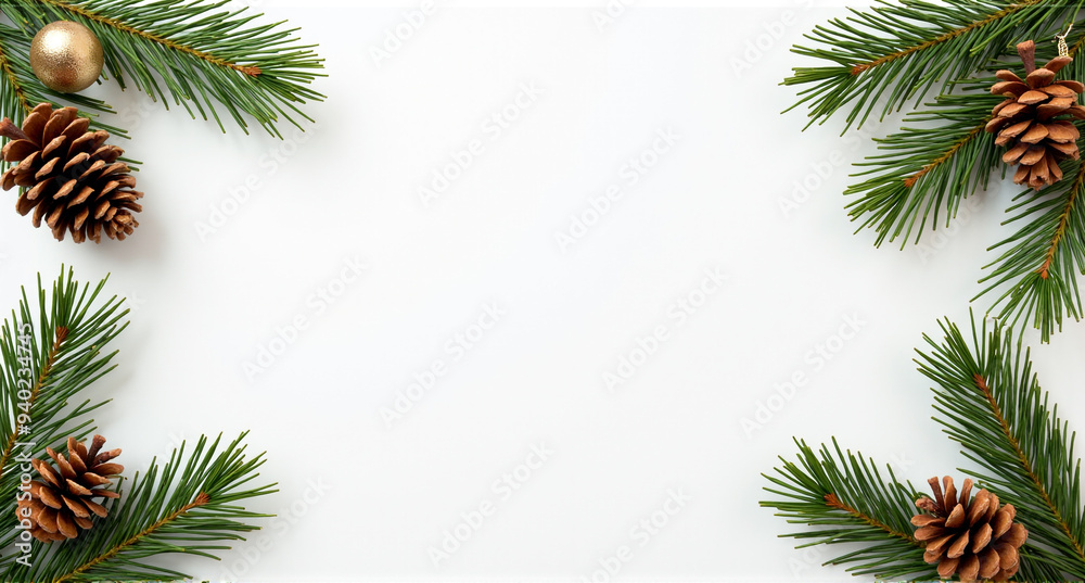 christmas frame with fir branches and cones christmas frame with fir branches and cones