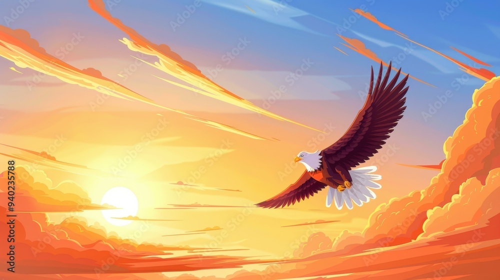 Obraz premium A striking design showcases a majestic bird of prey in flight, symbolizing strength and noble spirit with a unique texture.