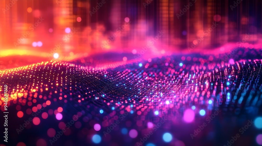 Abstract Neon Lights Bokeh Background, Digital Art Abstract Neon Lights Bokeh Background, Digital Art