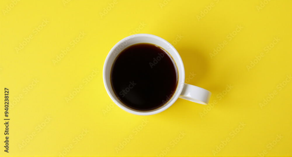 cup of coffee on yellow cup of coffee on yellow