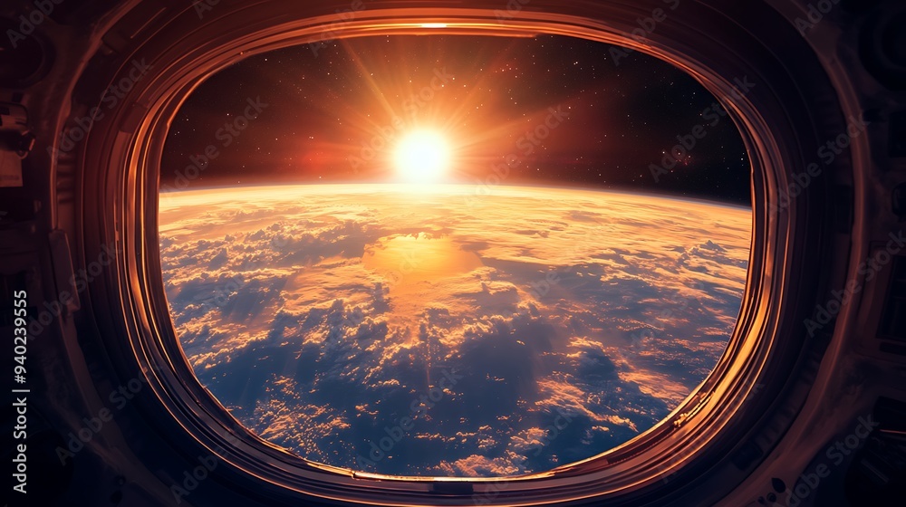 Earthrise Through Spaceship Window Earthrise Through Spaceship Window