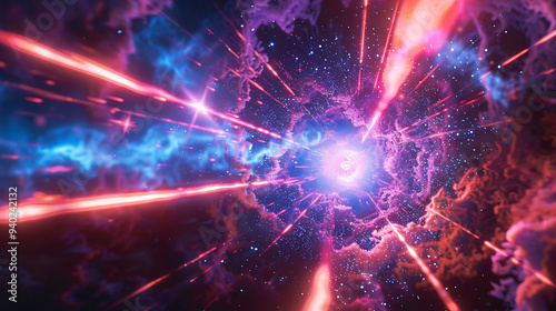 Detailed illustration of electronpositron annihilation creating photons in a highenergy experiment