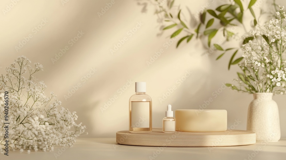 3D render of unbranded skincare product or packaging for mockup Beauty soap and spa theme Moisturizing lotion oil for skin care High end design for branding 3D render of unbranded skincare product or packaging for mockup Beauty soap and spa theme Moisturizing lotion oil for skin care High end design for branding