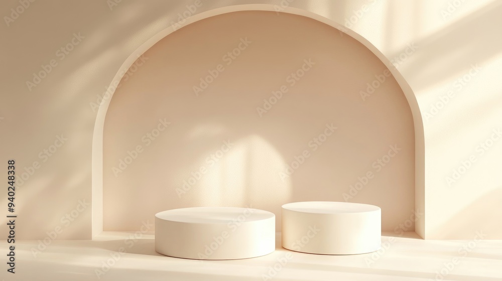 3D rendering of a minimalist product display backdrop for fashion and cream cosmetics decor Contemporary empty podium background for premium products 3D rendering of a minimalist product display backdrop for fashion and cream cosmetics decor Contemporary empty podium background for premium products