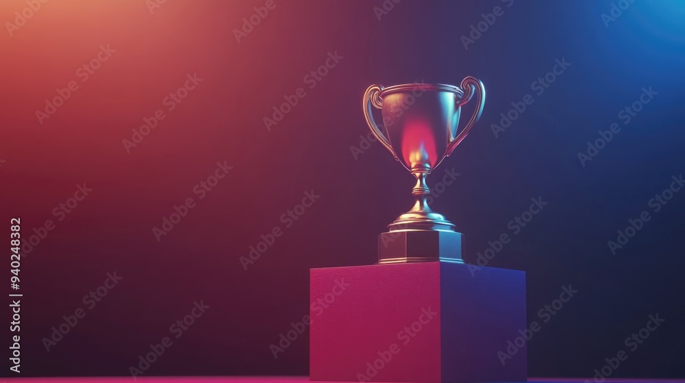 3D illustration of a trophy for a podium award ceremony 3D illustration of a trophy for a podium award ceremony