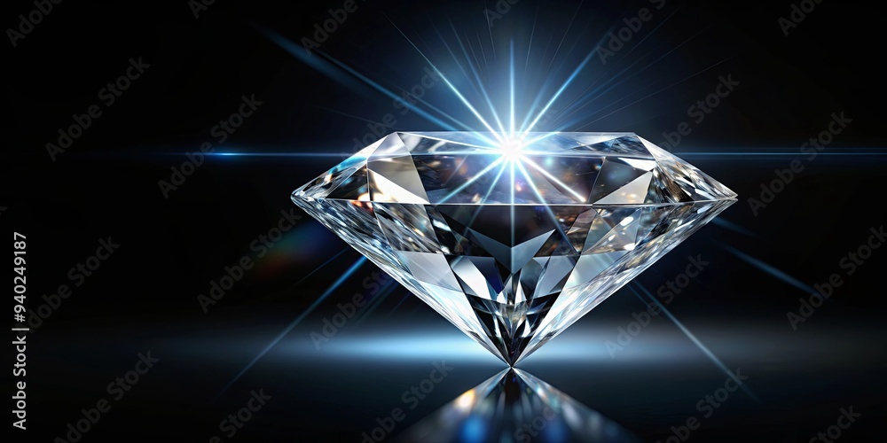 Shiny diamond reflecting light on a black background, diamond, shiny, luxury, precious, gemstone, valuable Shiny diamond reflecting light on a black background, diamond, shiny, luxury, precious, gemstone, valuable