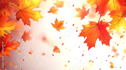 Falling Autumn Leaves - Orange and Red Background