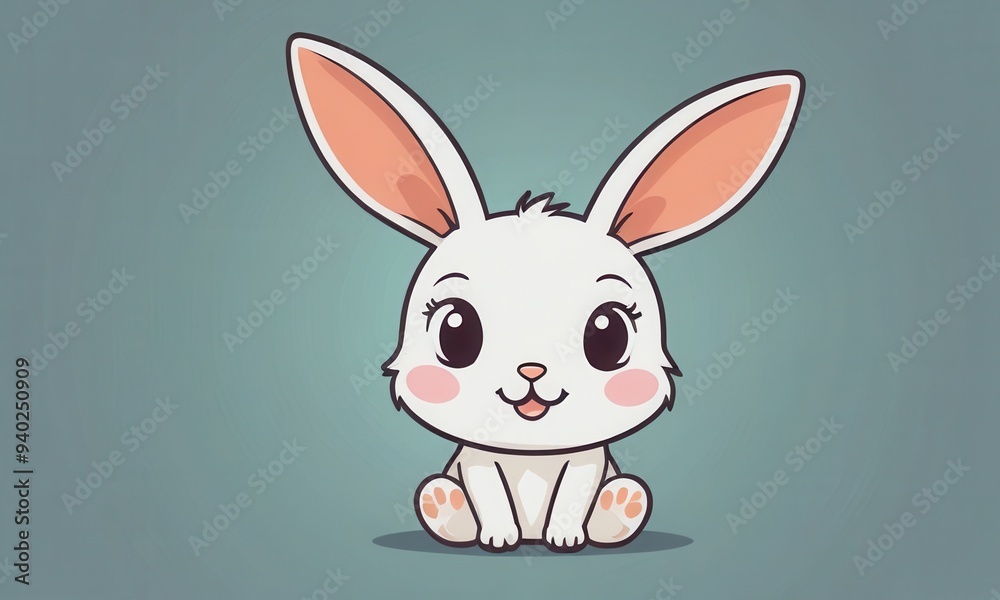 A cute, cartoon bunny with a mischievous smile and floppy ears. The bunny should be in a flat vector style with vibrant colors and simple geometric patterns A cute, cartoon bunny with a mischievous smile and floppy ears. The bunny should be in a flat vector style with vibrant colors and simple geometric patterns