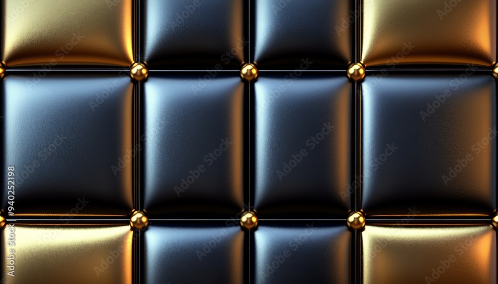 Black and Gold Upholstery with Rounded Buttons Black and Gold Upholstery with Rounded Buttons
