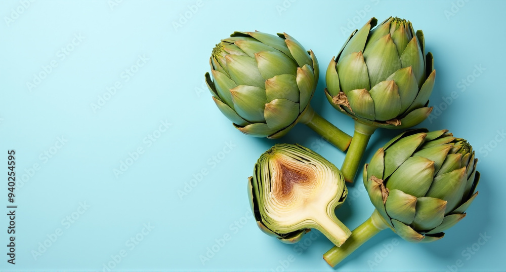 Obraz premium artichokes on a wooden table