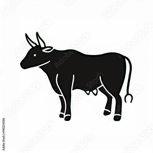 bull black icon isolated on white