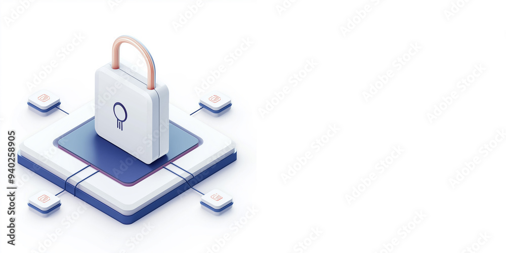 Secure Network with Padlock and Server Nodes Secure Network with Padlock and Server Nodes