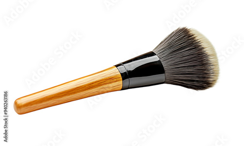 Makeup brush with wooden handle on transparent background  photo