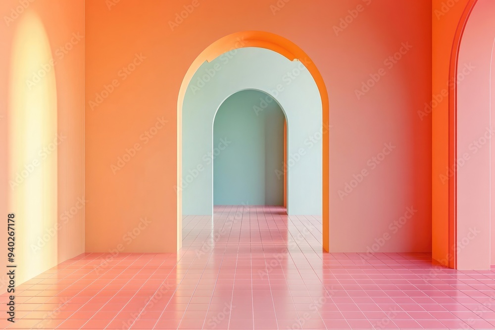 The floor and walls of the room are color as the background , ai The floor and walls of the room are color as the background , ai