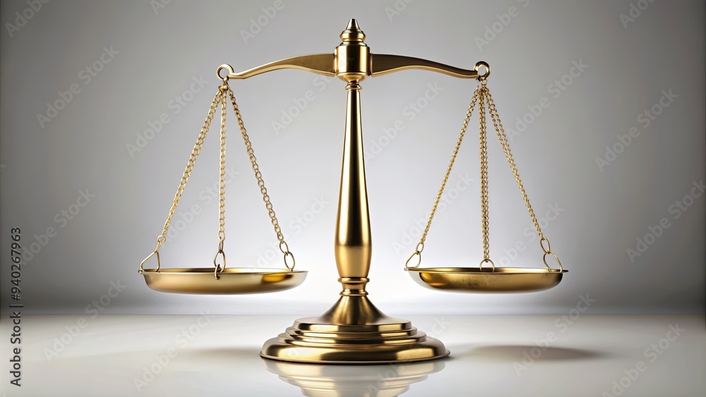 Golden brass scales with one side significantly lower than the other , unbalance, uneven, weighing, measurement, comparison Golden brass scales with one side significantly lower than the other , unbalance, uneven, weighing, measurement, comparison