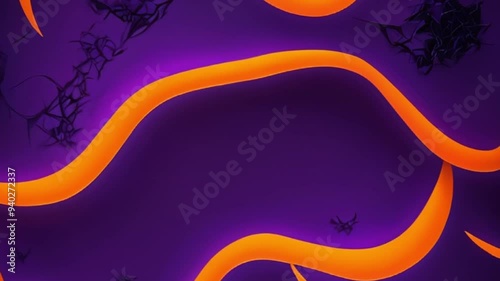 abstract neon Orange and Purple spiderweb Halloween Background, motion