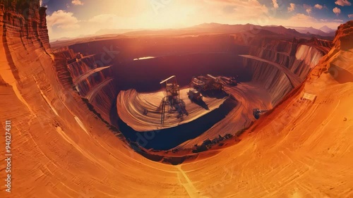 Aerial View of a Large Open Pit Mine photo