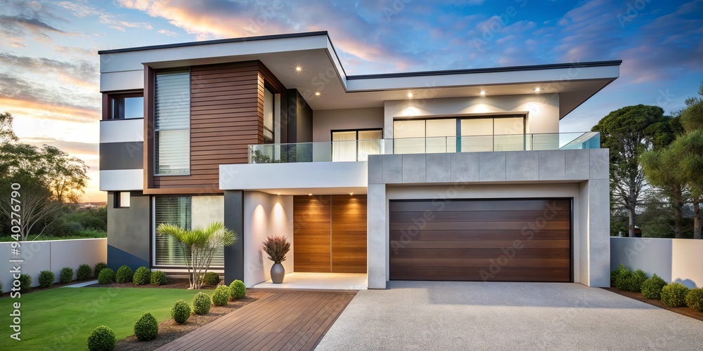 Fototapeta premium Modern contemporary style house with clean lines and minimalistic design, architecture, interior, exterior, home