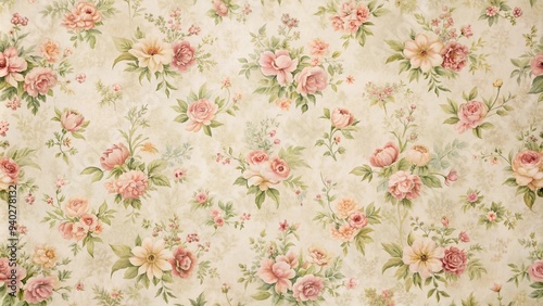 Wallpaper Mural Vintage wallpaper with delicate floral pattern in pastel colors, retro, old-fashioned, design, background, texture, floral, pastel Torontodigital.ca