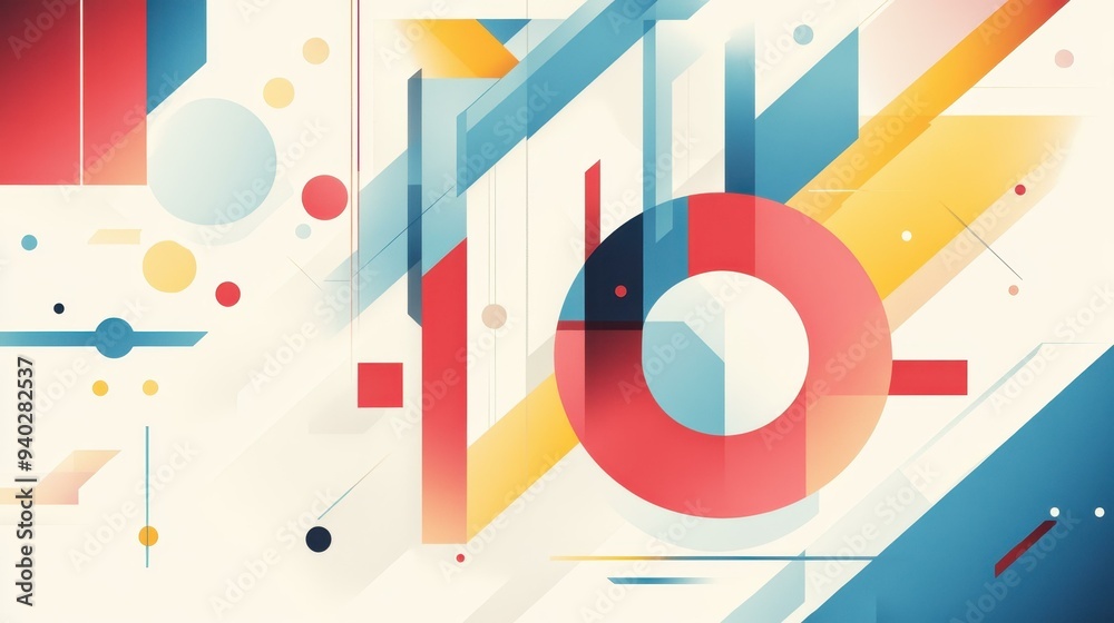 Discover an abstract background full of digital geometric tech elements in a vibrant and modern cartoon style.