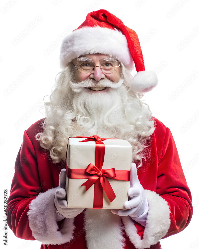 Christmas with Santa clause and gift box on white background Christmas with Santa clause and gift box on white background