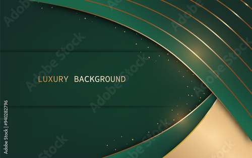 Luxury green background combine with golden line elements. Vector design illustration