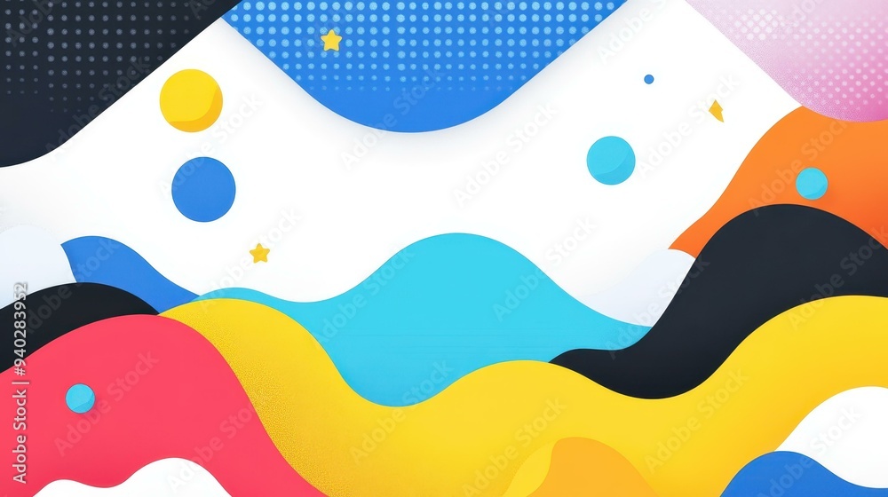 Dive into the lively realm of abstract geometry, where color meets form in a playful, cartoonish illustration. Dive into the lively realm of abstract geometry, where color meets form in a playful, cartoonish illustration.