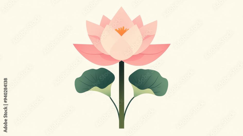 Fototapeta premium A clean, minimalist fivepetaled flower in soft pastel colors, perfect for modern design and illustrative projects.