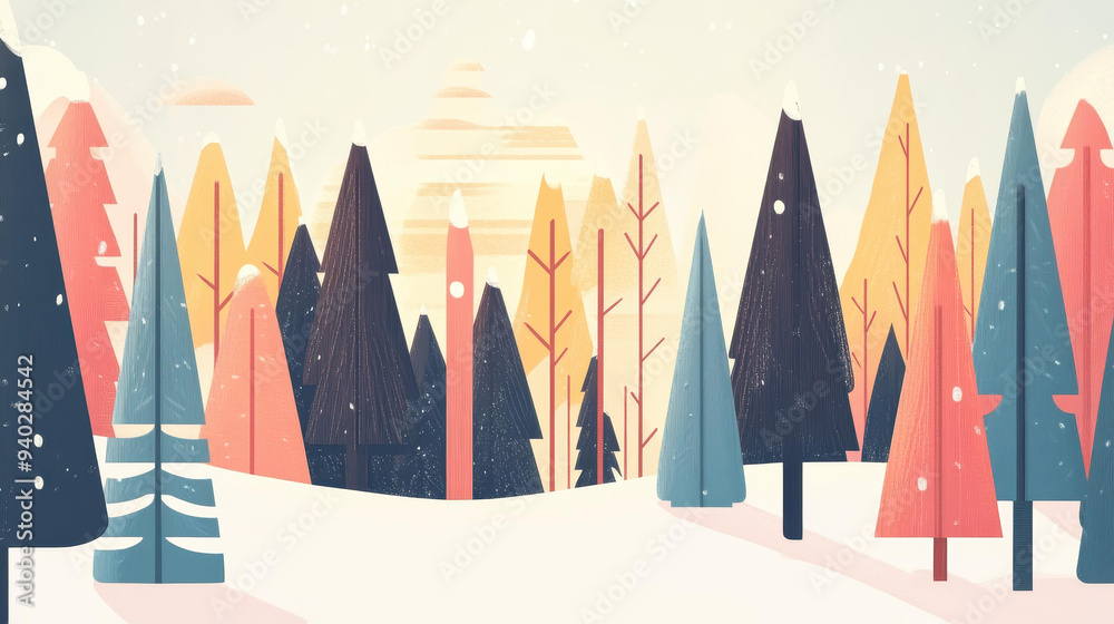 A cozy winter forest scene, bathed in soft morning light, featuring whimsical trees and a playful cartoon style. A cozy winter forest scene, bathed in soft morning light, featuring whimsical trees and a playful cartoon style.