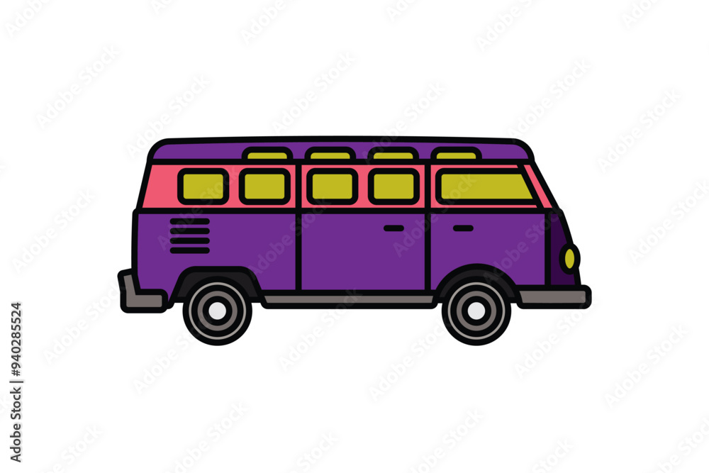 Original vector illustration. An old travel van. A contour icon. Original vector illustration. An old travel van. A contour icon.