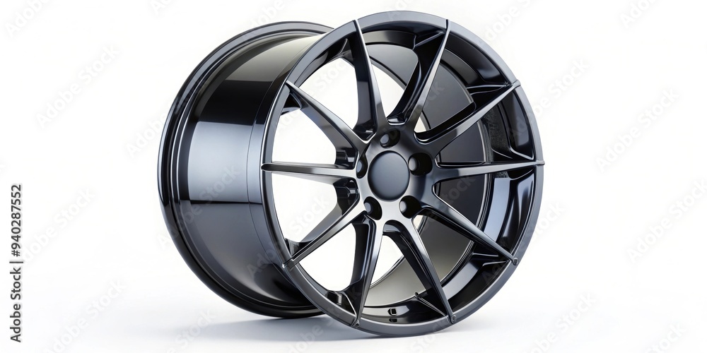 Sleek alloy rim with glossy black finish for modern sports cars on background, alloy, rim, glossy, black, finish, modern Sleek alloy rim with glossy black finish for modern sports cars on background, alloy, rim, glossy, black, finish, modern