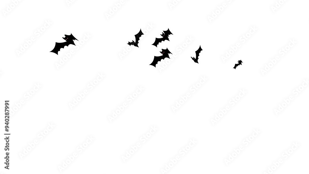 8 flying bat swarm overlays on transparent backgrounds.