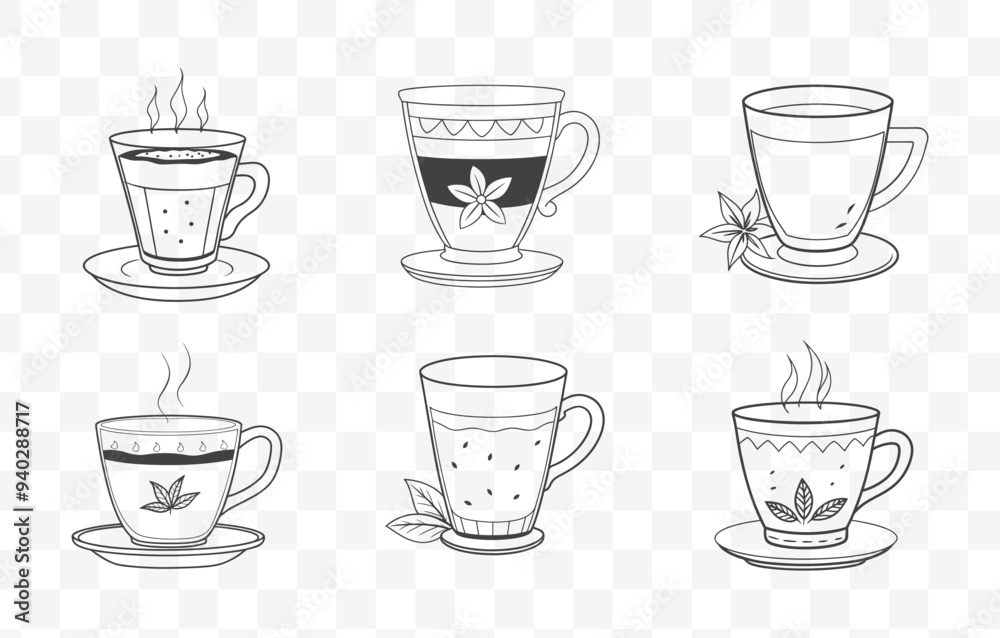 Print Masala Chai Art Vector Set Featuring Traditional Indian Tea Elements with Spices and Teapots in Detailed Illustrations Print Masala Chai Art Vector Set Featuring Traditional Indian Tea Elements with Spices and Teapots in Detailed Illustrations