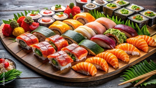 Wallpaper Mural Studio shot of a mouthwatering sushi and sashimi collection , sushi, sashimi, Japanese cuisine, seafood Torontodigital.ca