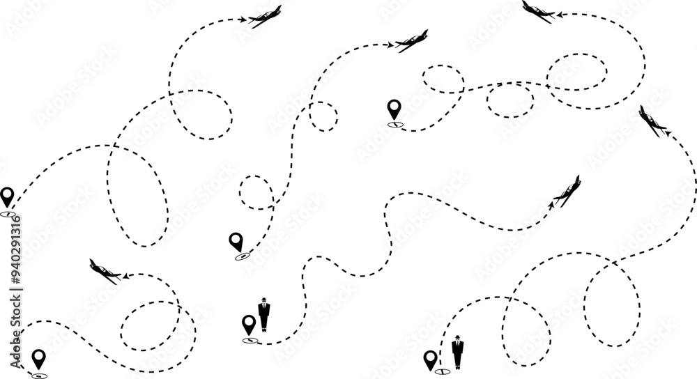 Dashed line arrow route path vector. Dashed line arrow route path vector.