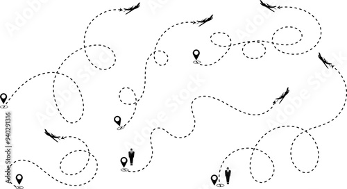 Dashed line arrow route path vector.
