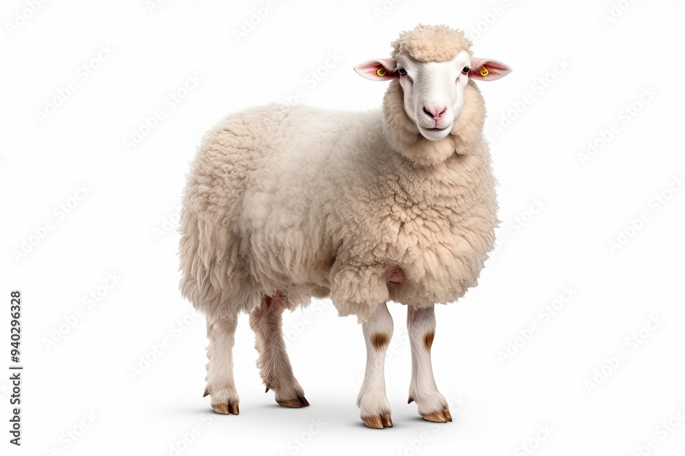 Fototapeta premium White fluffy sheep on clear 