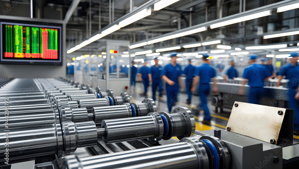 A state-of-the-art production line in an industrial plant. A state-of-the-art production line in an industrial plant.