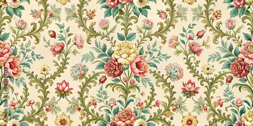 Seamless pattern featuring intricate floral design, floral, flowers, seamless, pattern, repeat, background, botanical Seamless pattern featuring intricate floral design, floral, flowers, seamless, pattern, repeat, background, botanical