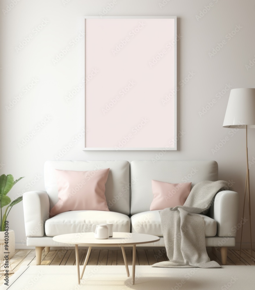 Serene Hues Soft-Toned Living Room with Glossy Frame Serene Hues Soft-Toned Living Room with Glossy Frame