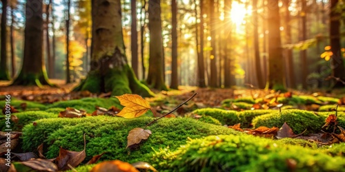 Natural forest floor background with fallen leaves, twigs, and moss, forest, floor, background, fallen leaves, twigs