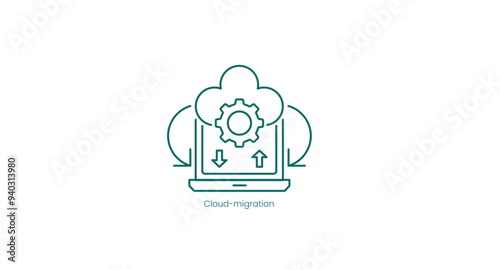 Cloud Migration Process Technology Vector Icon