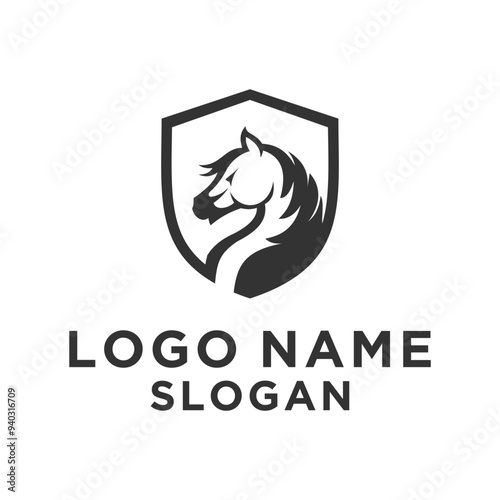 shield black horse head logo