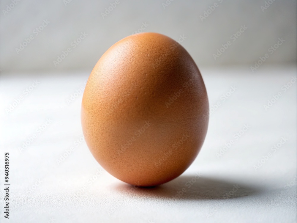 A solitary, uncracked brown egg rests on a soft, white background, its gentle curves and subtle texture illuminated by a soft, natural light. A solitary, uncracked brown egg rests on a soft, white background, its gentle curves and subtle texture illuminated by a soft, natural light.