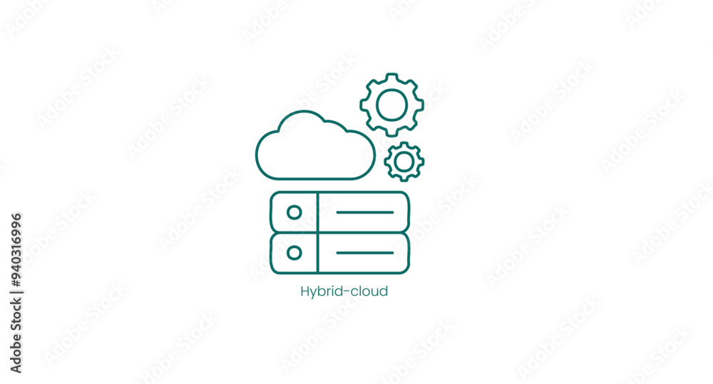Hybrid Cloud Computing Infrastructure Vector Icon Hybrid Cloud Computing Infrastructure Vector Icon