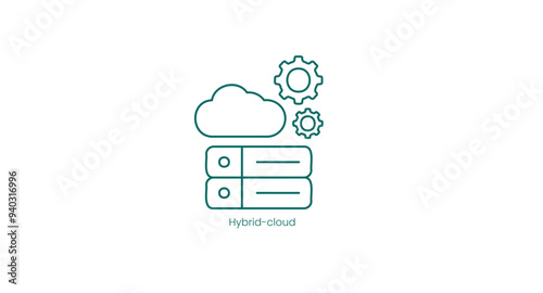 Hybrid Cloud Computing Infrastructure Vector Icon